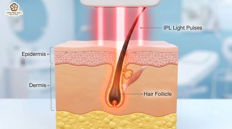 &Aacute;nh s&aacute;ng IPL nhẹ nh&agrave;ng đi s&acirc;u v&agrave;o gốc l&ocirc;ng