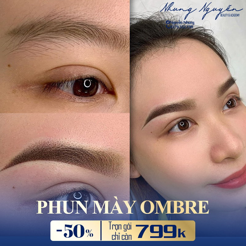 phun mày chạm hạt ombre